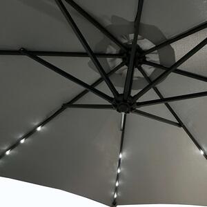 Jasnoszary parasol ogrodowy z oświetleniem LED - Elerion