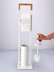 Biały stojak na papier toaletowy ze szczotką - Tixo