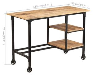 Drewniane biurko na kółkach z taboretem - Ahis