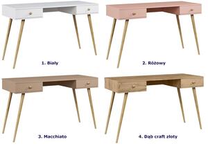 Różowe biurko na drewnianych nóżkach - Tida 13X