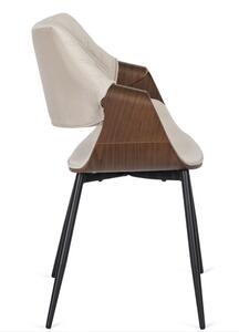 Welurowe industrialne krzesło pikowane beżowy + orzech - Zerti
