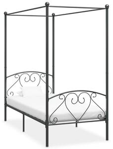 Szare metalowe łóżko z baldachimem 90x200 cm - Elox
