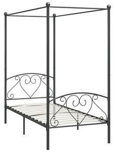 Szare metalowe łóżko z baldachimem 100x200 cm - Elox