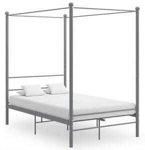 Szare rustykalne łóżko z baldachimem 120x200 cm - Wertes