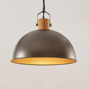 Lampa wisząca Lindby Holgar, 1-punktowa, drewno, metal, zielony, E27