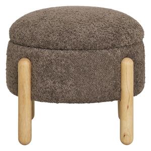 Brązowy podnóżek z materiału bouclé Medas – House Nordic
