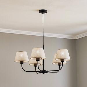 Żyrandol Chicago TK Lighting, możliwość ściemniania, kremowy / amber, salon / jadalnia, tkanina / materiał / jedwab