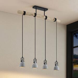 Lampa wisząca Lindby Amilia, drewno/beton, 4-punktowa, 90 cm, GU10