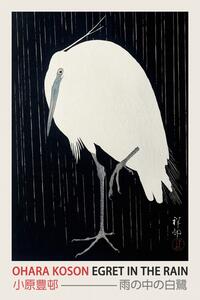 Reprodukcja Egret in the Rain Japanese Woodblock Japandi print - Ohara Koson