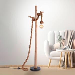 JUST LIGHT. GmbH Lampa stojąca Rope z liną i drewnem, 1-punktowa