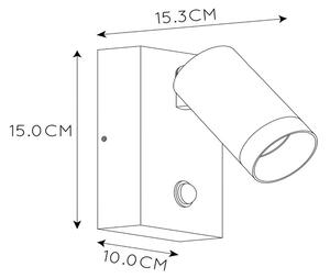 Lucide Zewnętrzny kinkiet Taylor Sensor, 1-punktowy, biały