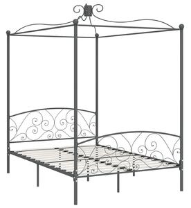Szare metalowe łóżko z baldachimem 160x200 cm - Orfes