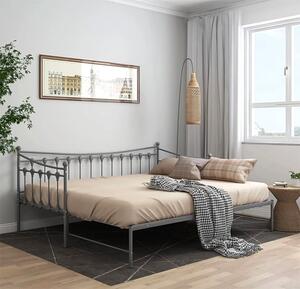 Szare rozkładane łóżko metalowe 90x200 cm - Tassimo