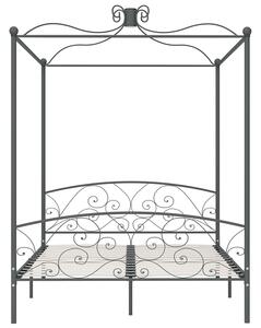 Szare metalowe łóżko z baldachimem 160x200 cm - Orfes