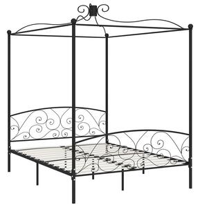 Czarne metalowe łóżko z baldachimem 120x200 cm - Orfes