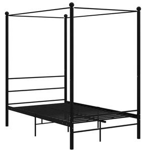Czarne łóżko z baldachimem z metalu 120x200 cm - Wertes