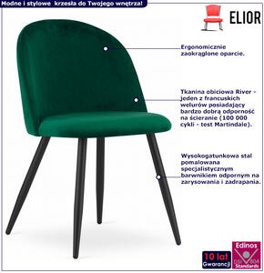 Zielone welurowe krzesło w stylu nowoczesnym - Pritix