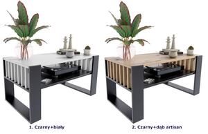 Nowoczesny stolik kawowy z lamelami czarny + dąb artisan - Enya 4X