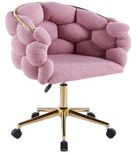 MebleMWM Krzesło obrotowe DC-ST9118 BALLOON różowy baranek #23, nogi złote