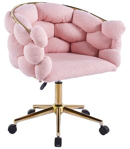 EMWOmeble Krzesło fotelowe obrotowe BALLOON DC-SV9118 różowy baranek #5 / złote nogi
