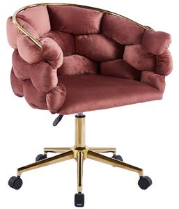 MebleMWM Krzesło obrotowe DC-SV9118 BALLOON welur róż #44, nogi złote