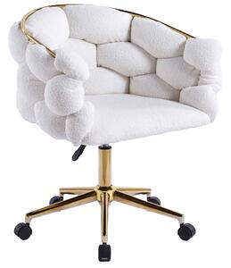 MebleMWM Krzesło obrotowe DC-ST9118 BALLOON biały baranek #1, nogi złote