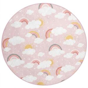 Różowy dywan dziecięcy odpowiedni do prania ø120 cm Rainbow World – Mila Home