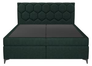 Łóżko kontynentalne z pojemnikiem zielone MEGAN PU 160x200 cm