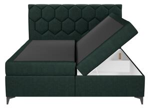 Łóżko kontynentalne z pojemnikiem zielone MEGAN PU 140x200 cm