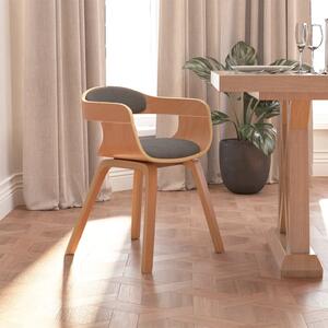 Krzesło stołowe, jasnoszare, gięte drewno i tkanina
