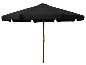 Czarny parasol ogrodowy z bambusowym stelażem - Karcheros