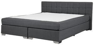 Nowoczesne łóżko kontynentalne 180x200 cm z guzikami materiałowe szare Admiral Beliani