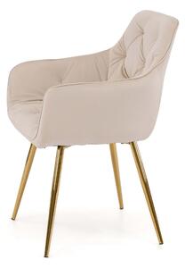 MebleMWM Krzesło tapicerowane DC0082-3 beżowe / nogi złote