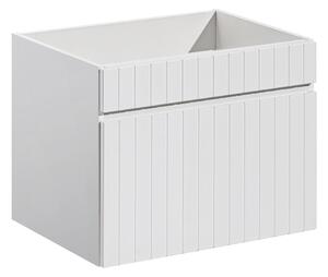 Biała ścienna szafka umywalkowa 60 cm z lamelami P0-K09