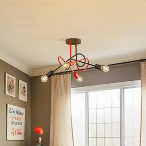 HELAM Lampa sufitowa Cambridge, 4-pkt., czarno-czerwona