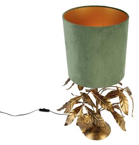 Lampa stołowa vintage antyczne złoto z zielonym abażurem - Linden Oswietlenie wewnetrzne