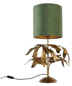 Lampa stołowa vintage antyczne złoto z zielonym abażurem - Linden Oswietlenie wewnetrzne