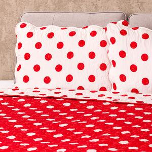 Narzuta na łóżko Czerwona kropka, 220 x 240 cm, 2 szt. 50 x 70 cm