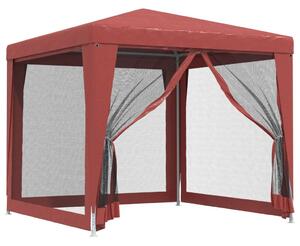 Namiot z 4 ścianami z siatki, czerwony, 2,5x2,5 m, HDPE