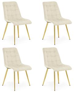 Krzesło velvet SPLIT jasnobeżowe złote nogi glamour do salonu x4