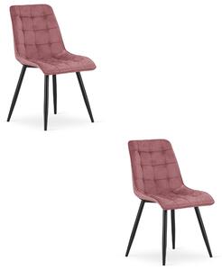 Krzesło velvet ciemny róż SPLIT czarne nogi loft do kuchni jadalni x2