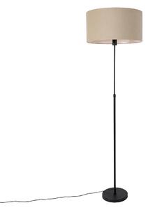 Lampa podłogowa czarna regulowana z kloszem jasnobrązowym 50 cm - Parte Oswietlenie wewnetrzne