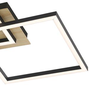 Ledowa lampa sufitowa Ashton 24W 3000K plafon squares czarny drewno