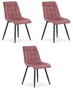 Krzesło velvet ciemny róż SPLIT czarne nogi loft do kuchni jadalni x3