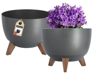 Misa na kwiaty z nóżkami antracyt Luri 29 cm, 2 szt