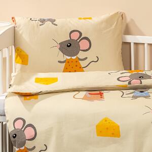 Bawełniana pościel dziecięca do łóżeczka Little mouse, 100 x 135 cm, 40 x 60 cm