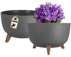 Misa na kwiaty z nóżkami antracyt Luri 40 cm, 2 szt
