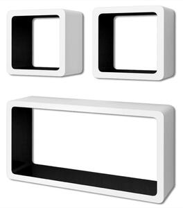 3 biało czarne wiszące półki ozdobne MDF Cube