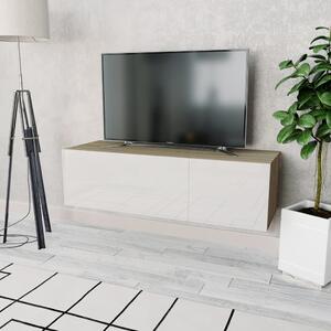Szafka TV, 120x40x34 cm, dębowo-biała z połyskiem