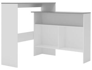 Stół barowy z 2 blatami, biało-szary, 130 x 40 x 120 cm